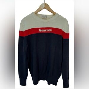 Moncler Men's Sweater in Cream, Red, and Navy
